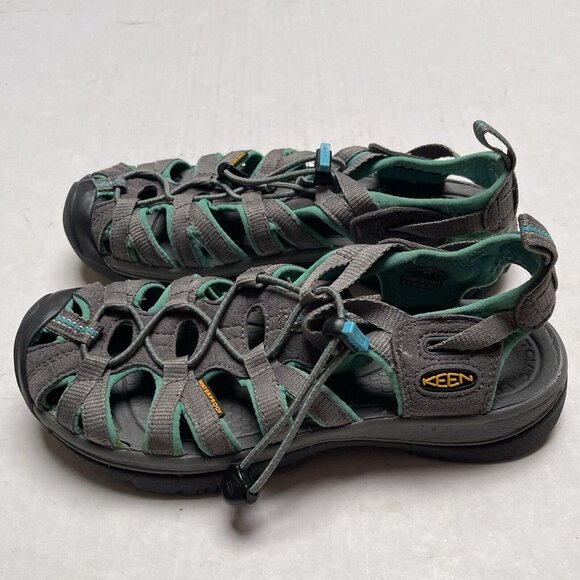 Keen Whisper Fisherman Sandals Womens 6.5 Grey Teal Strappy Vacation Casual - Picture 3 of 7